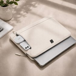 Kremowe beżowe etui na laptopa teczka torba pokrowiec 14,4-15,6 cali