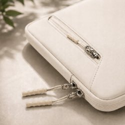 Kremowe beżowe etui na laptopa teczka torba pokrowiec 14,4-15,6 cali
