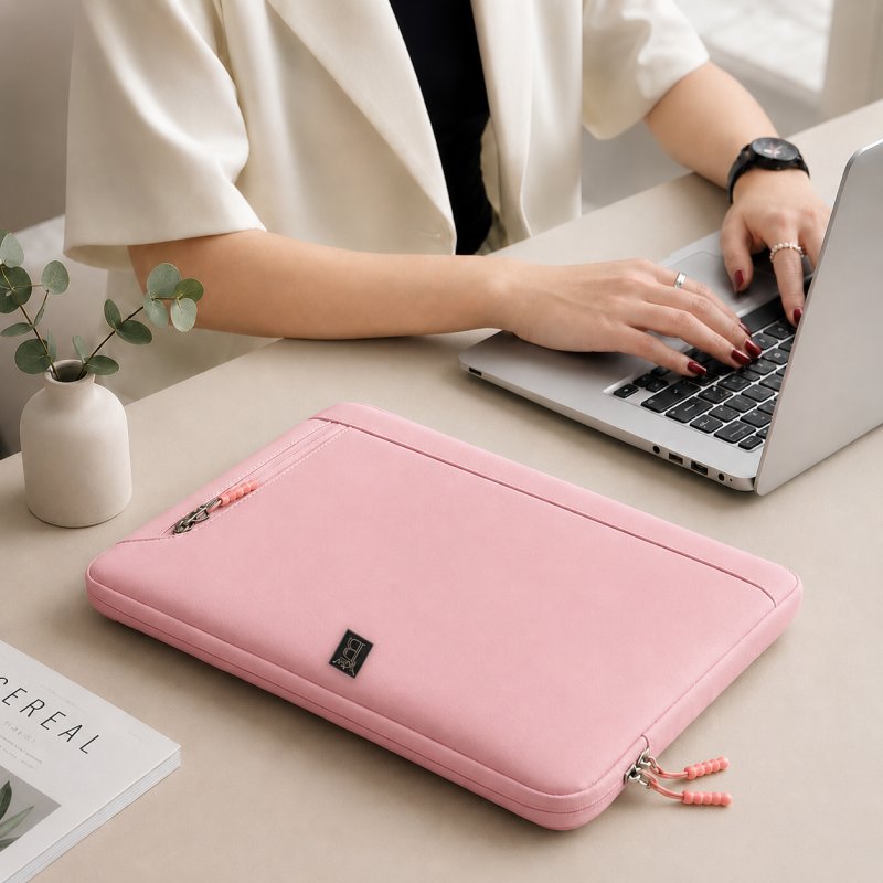 Różowe etui na laptopa torba teczka pokrowiec do pracy 14,4-15,6 cali