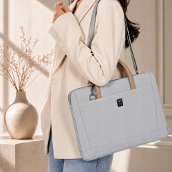 Torba na laptopa 15.6 16.1 cala teczka pokrowiec na ramię elegancka szara