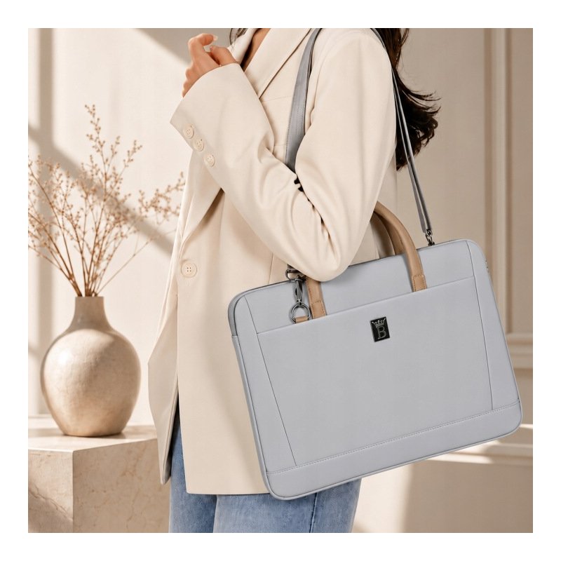 Torba na laptopa 15.6 16.1 cala teczka pokrowiec na ramię elegancka szara