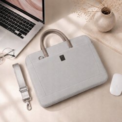 Torba na laptopa 15.6 16.1 cala teczka pokrowiec na ramię elegancka szara