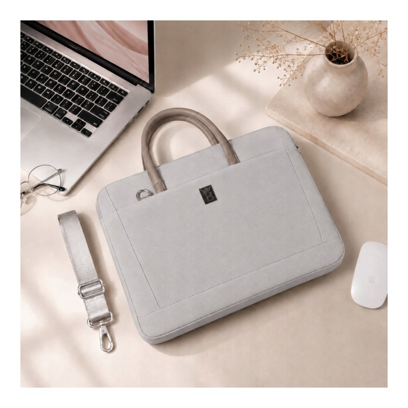Torba na laptopa 15.6 16.1 cala teczka pokrowiec na ramię elegancka szara