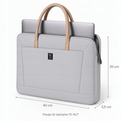 Torba na laptopa 15.6 16.1 cala teczka pokrowiec na ramię elegancka szara