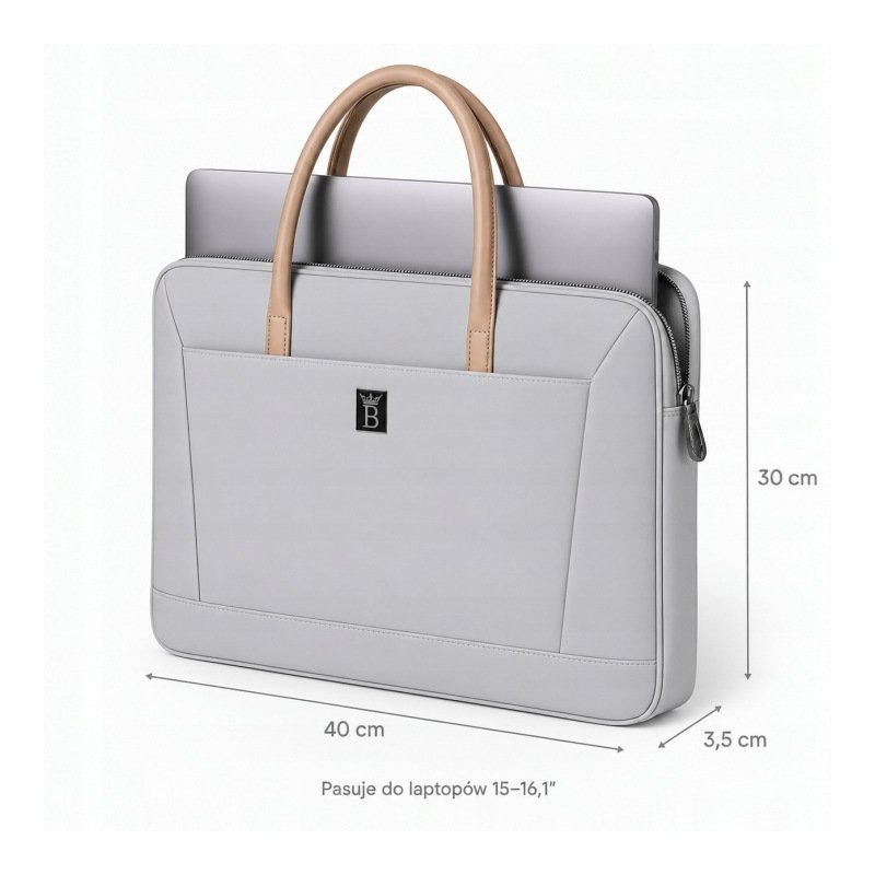 Torba na laptopa 15.6 16.1 cala teczka pokrowiec na ramię elegancka szara