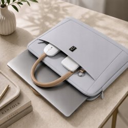 Torba na laptopa 15.6 16.1 cala teczka pokrowiec na ramię elegancka szara