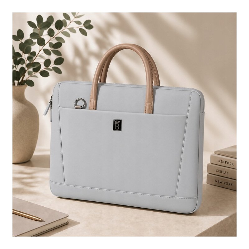 Torba na laptopa 15.6 16.1 cala teczka pokrowiec na ramię elegancka szara