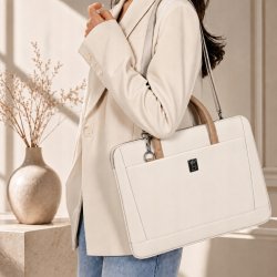 Torba na laptopa 15.6 16.1 cala teczka pokrowiec na ramię elegancka biała