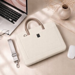 Torba na laptopa 15.6 16.1 cala teczka pokrowiec na ramię elegancka biała