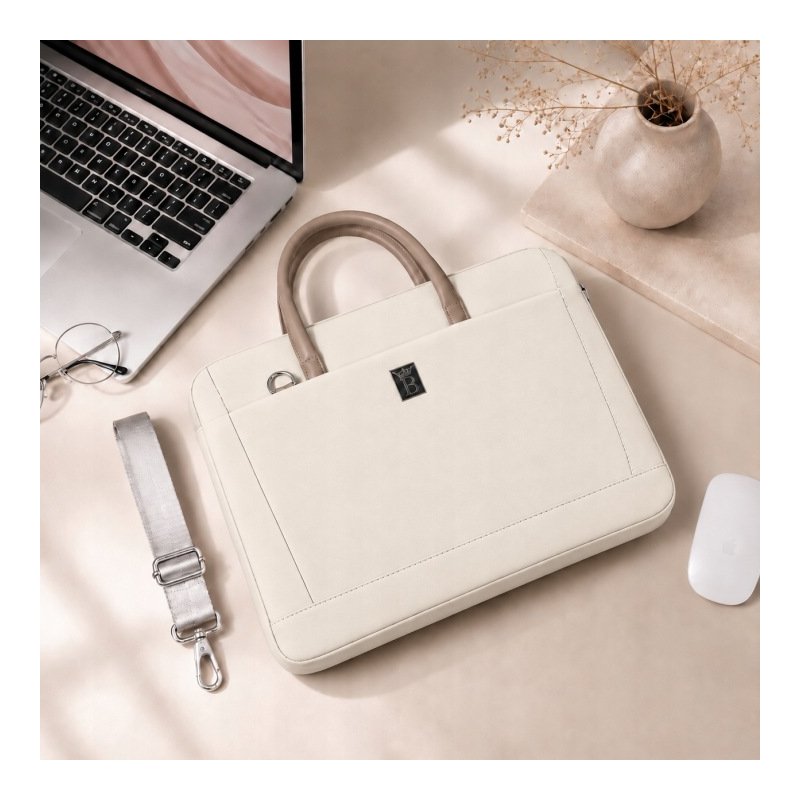Torba na laptopa 15.6 16.1 cala teczka pokrowiec na ramię elegancka biała