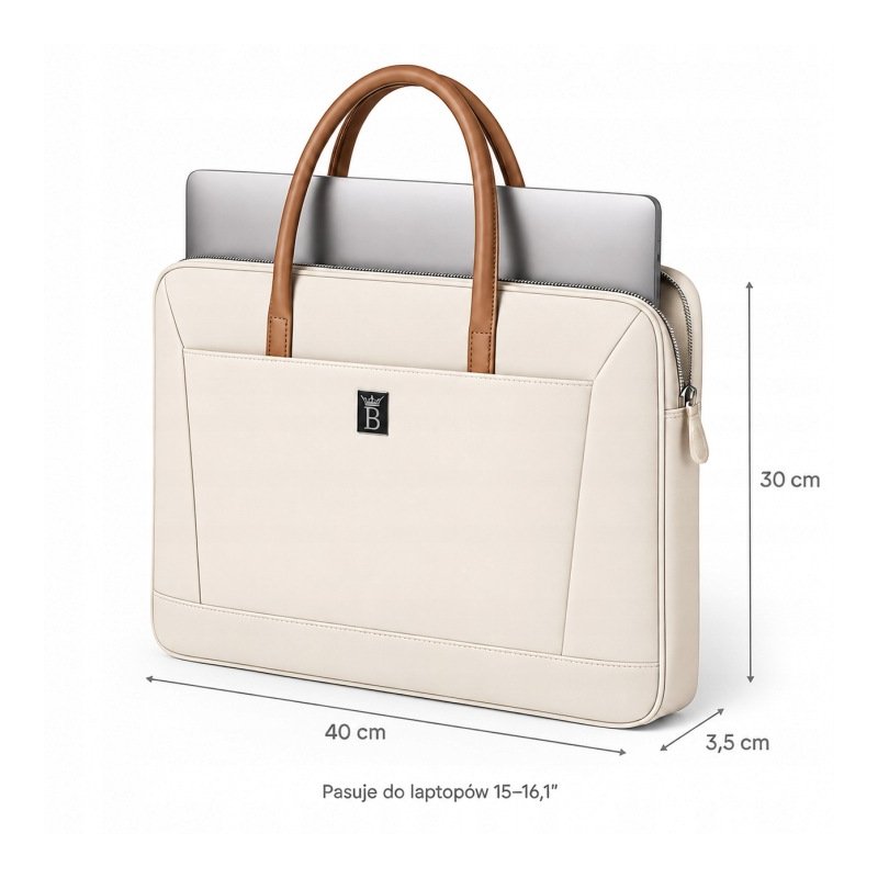 Torba na laptopa 15.6 16.1 cala teczka pokrowiec na ramię elegancka biała