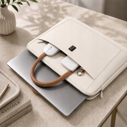 Torba na laptopa 15.6 16.1 cala teczka pokrowiec na ramię elegancka biała