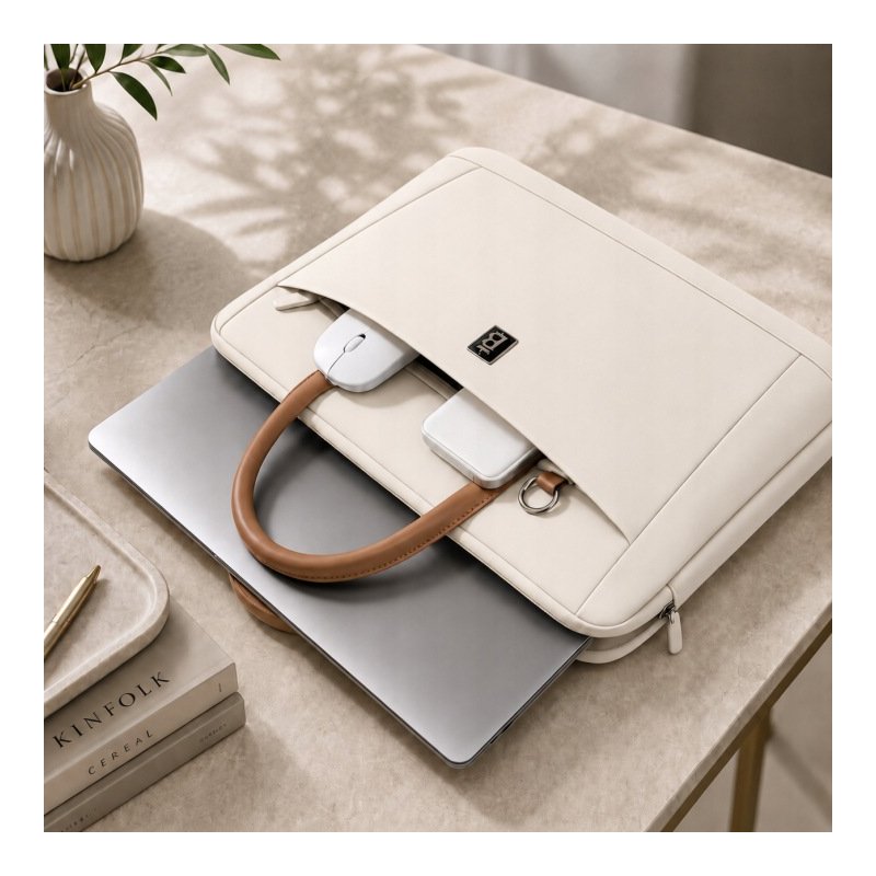 Torba na laptopa 15.6 16.1 cala teczka pokrowiec na ramię elegancka biała