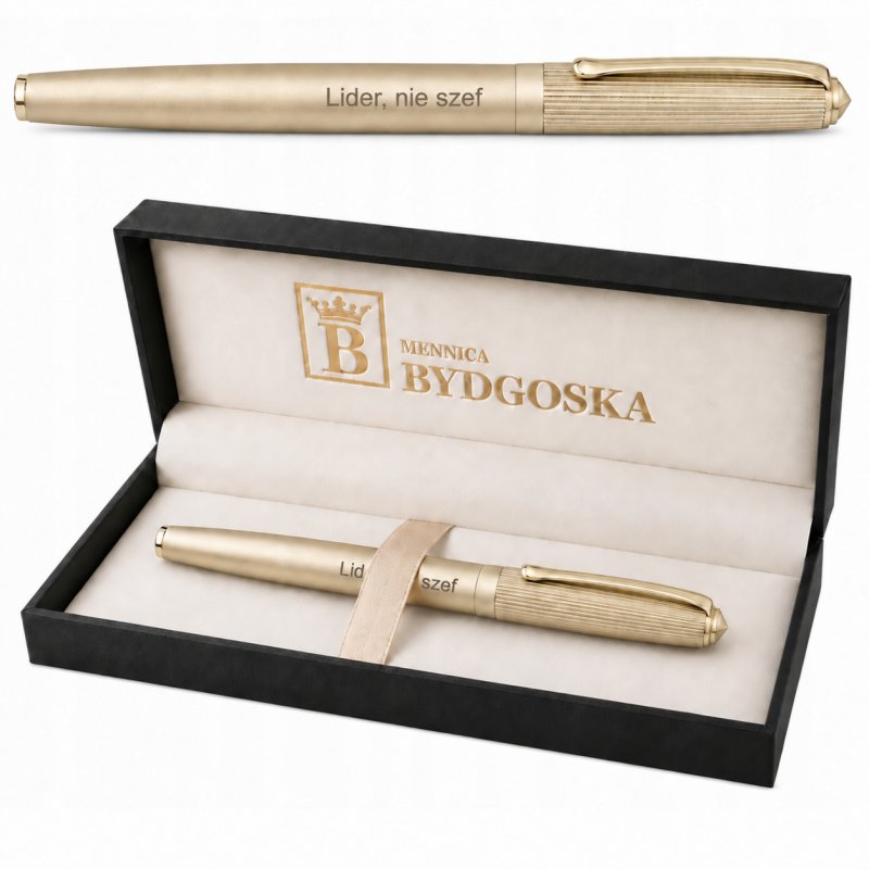 Długopis żelowy złoty elegancki na prezent ozdobnye etui czarny wkład