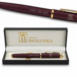 Długopis żelowy bordowy elegancki na prezent ozdobnye etui czarny wkład