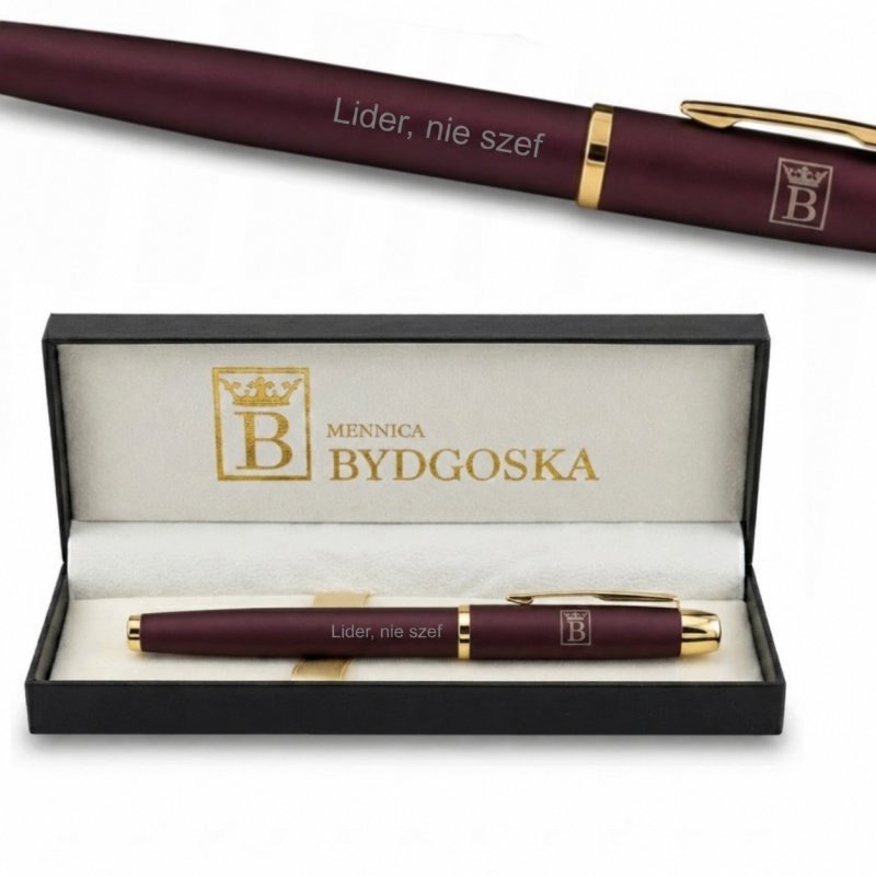 Długopis żelowy bordowy elegancki na prezent ozdobnye etui czarny wkład