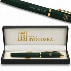 Długopis żelowy zielony elegancki na prezent ozdobnye etui czarny wkład