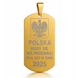Pozłacany łańcuszek męski nieśmiertelnik stal 316L chirurgiczna 50c0