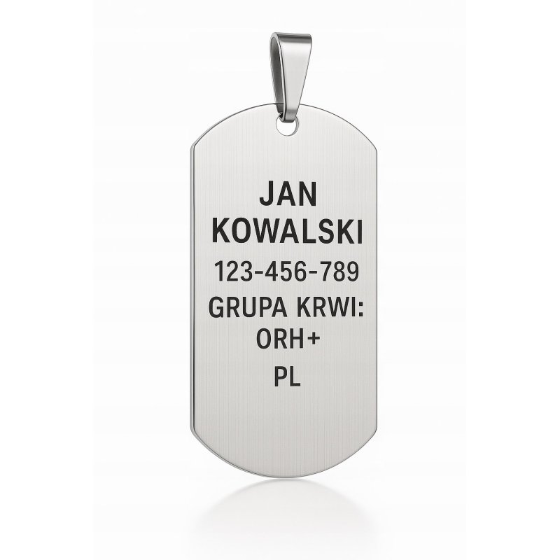 Srebrny łańcuszek męski nieśmiertelnik stal chirurgiczna 316L 60cm