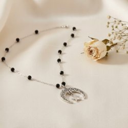 Naszyjnik damski księżyc gwiazda turmalin ochronny stal szlachetna 316L