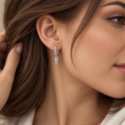 Eleganckie kolczyki damskie srebrne wiszące z cyrkoniami srebro 925