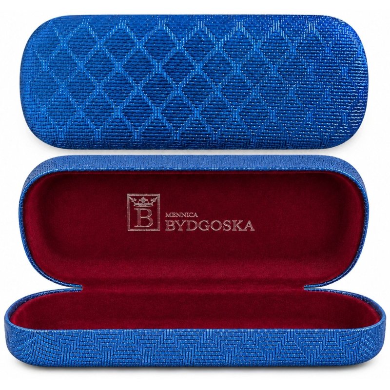 Eleganckie etui twarde na okulary korekcyjne przeciwsłoneczne niebieskie