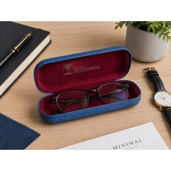 Eleganckie etui twarde na okulary korekcyjne przeciwsłoneczne niebieskie