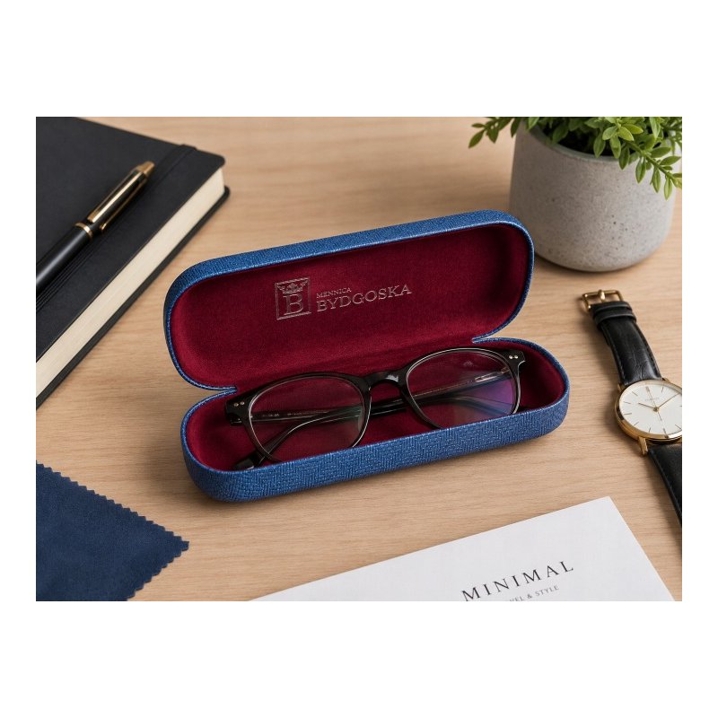Eleganckie etui twarde na okulary korekcyjne przeciwsłoneczne niebieskie