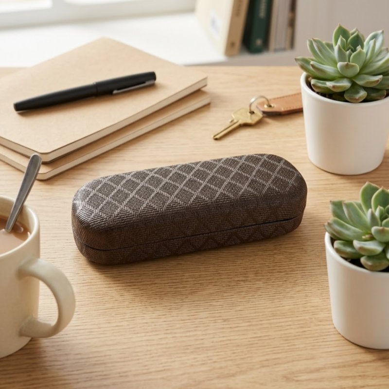 Eleganckie etui twarde na okulary korekcyjne przeciwsłoneczne brązowe