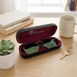 Eleganckie etui twarde na okulary korekcyjne przeciwsłoneczne czarne