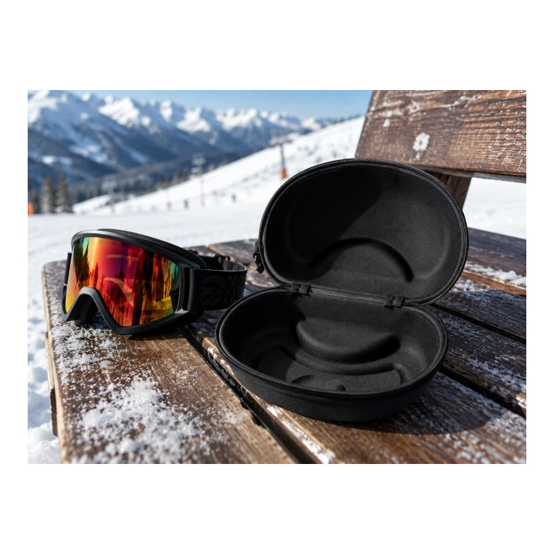 Eleganckie etui twarde na gogle narciasrkie snowbordowe czarne