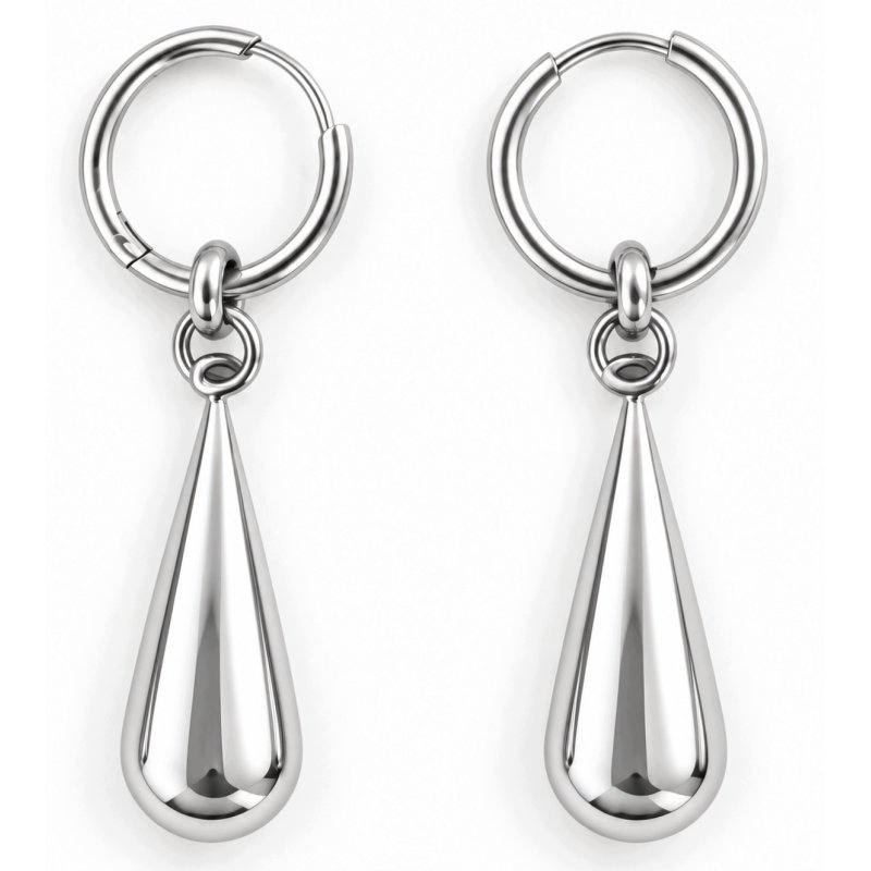 Eleganckie łezki duże kolczyki damskie wiszące koła stal 316L
