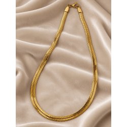 Damski naszyjnik pozłacany taśma płaska żmijka stal szlachetna 316L 50 cm