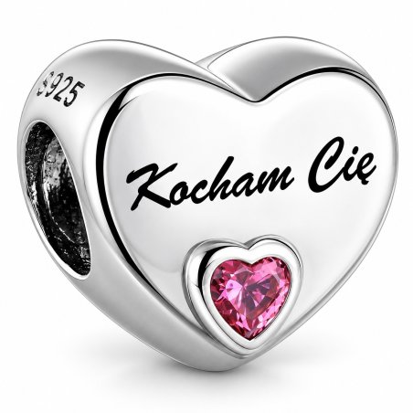 Charms zawieszka serce srebrny kocham cię beads