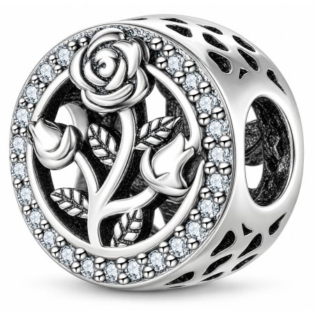 Charms srebro 925 beads zawieszka srebrna róża