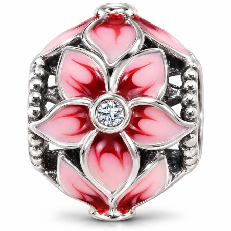 Charms zawieszka kwiat srebrny 925 koralik beads