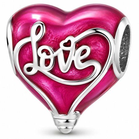 Charms srebrny serce love miłość zawieszka beads