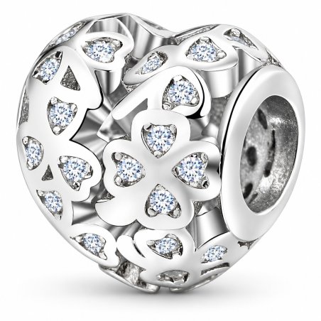 Charms serce srebrny koniczyna koralik beads 925